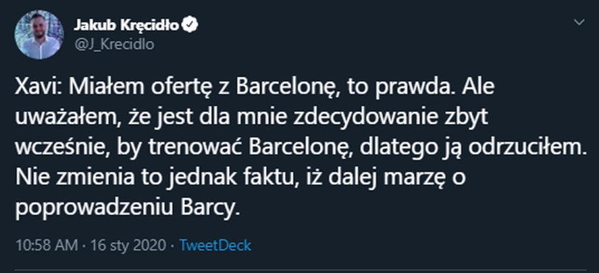 DLATEGO Xavi odrzucił ofertę Barcelony!